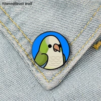 quaker parrot printed pin custom funny brooches shirt lapel bag cute badge cartoon cute jewelry gift for lover girl friends