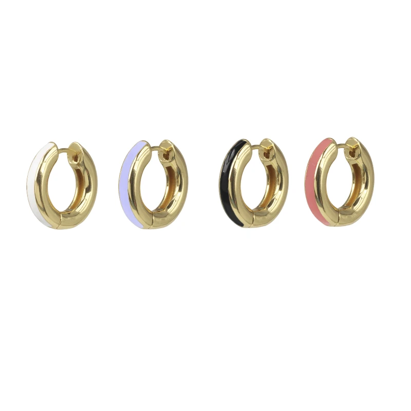 

1pcs Enamel Copper Simple Small Hoop Earring for Women Bijoux Multicolor Geometric Huggie Ear Cuff Party Pendientes