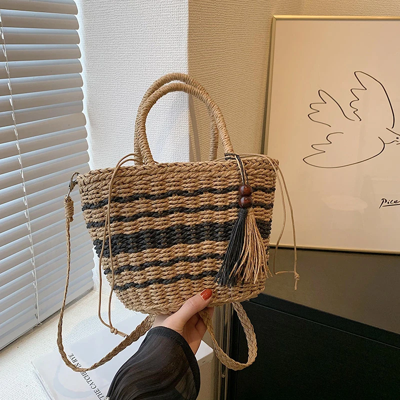 

Женские сумки 2023, Высококачественная Летняя женская сумка, дорожная пляжная сумка ручной работы, Женская плетеная вместительная сумка из травы