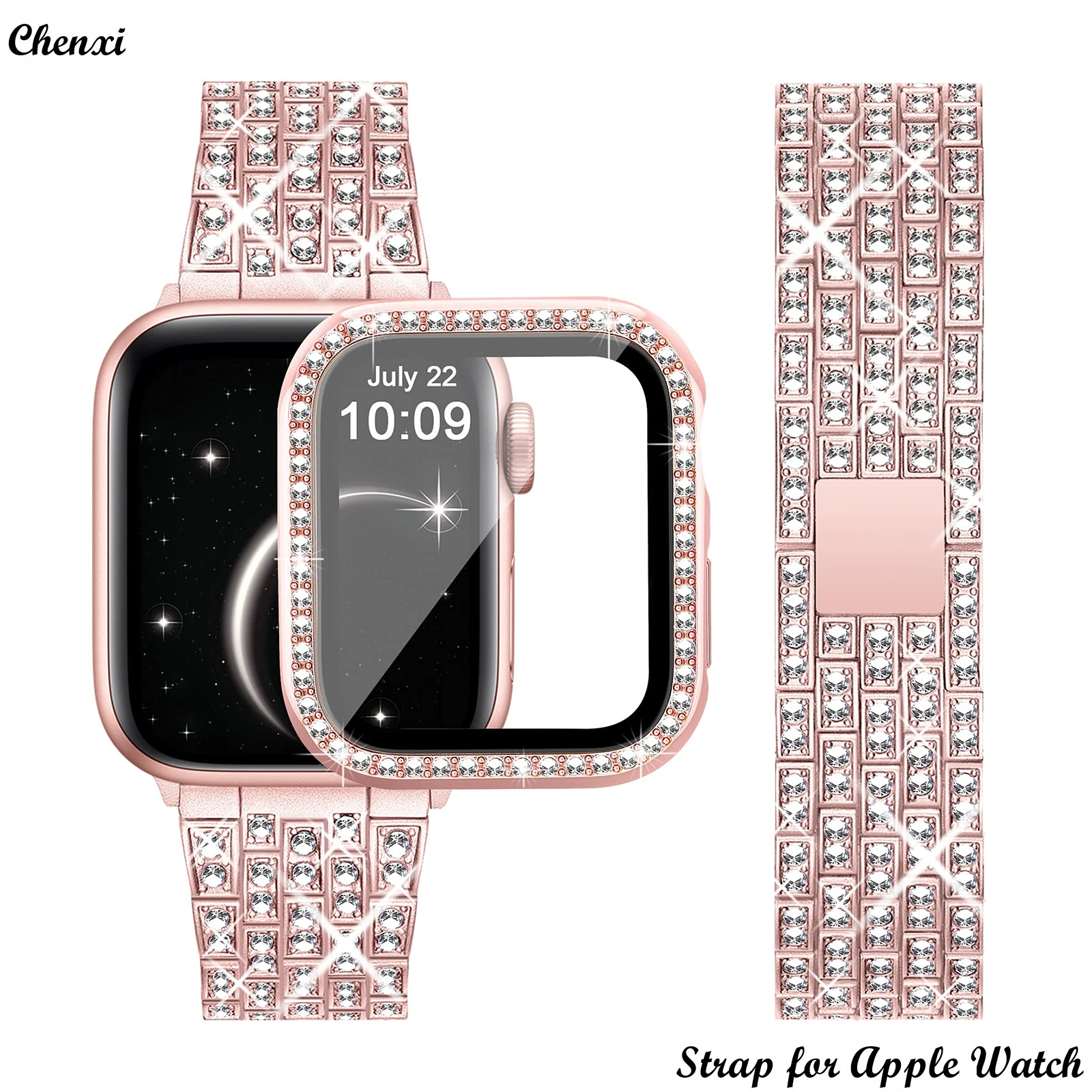High texture Metal strap for Apple watch band bling bracelet chain for iwatch38MM40MM42MM44MM diamond strap for iwatch654321