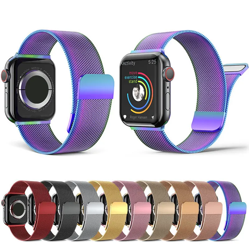 

Milanese WatchBand For Apple watch UItra 8 7 6 5 4 SE 45mm 44mm 41mm 40mm Metal magnetic Double Section strap iWatch 3 42mm 38mm