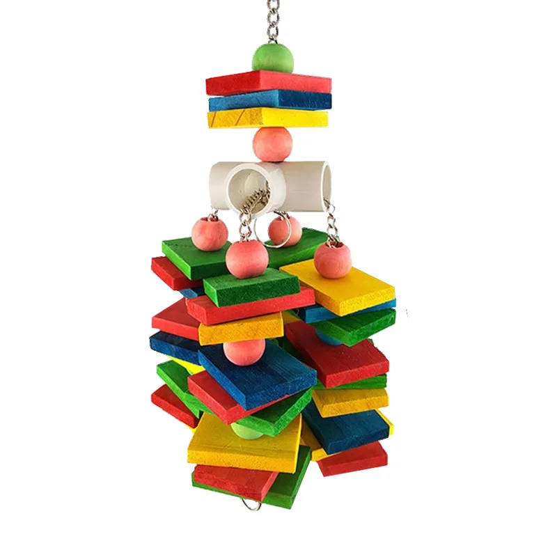 

Colorful Parrot Chew Toys Natural Wooden Birds Perch Hanging Chewing Swings Cage Toy Pet Bird Climbing Ladder Game Supplies