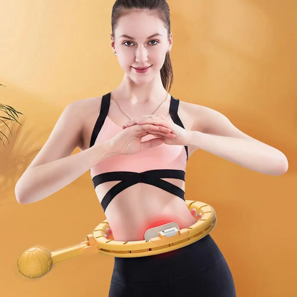 

360-degree Silent Roller Efficient Hula Rings Adjustable Weighted Fitness Equipment with Counter for Quiet Fat Burning Abdominal