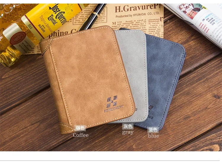 Men's Leather Bifold Wallet Slim Hipster Cowhide Credit Card/ID Holders and Inserts Coin Purses Luxury Business Mens Wallet