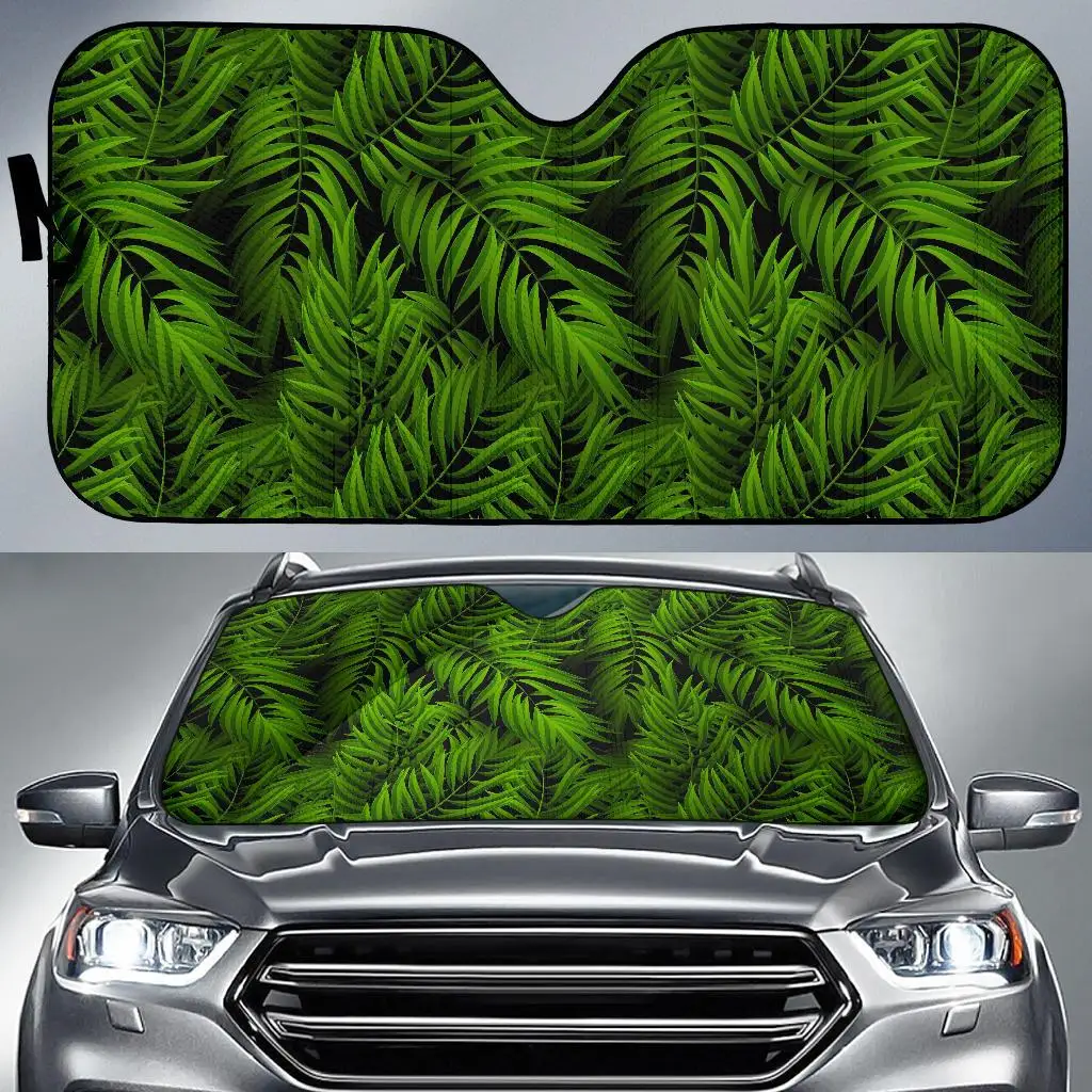 

Night Tropical Palm Leaf Pattern Print Car Sun Shade