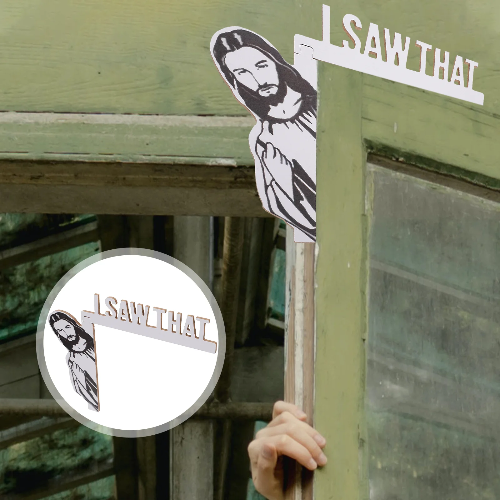 

Door Corner Ornaments Front Sign Wooden Jesus Church Decorate Frame Decoration Office