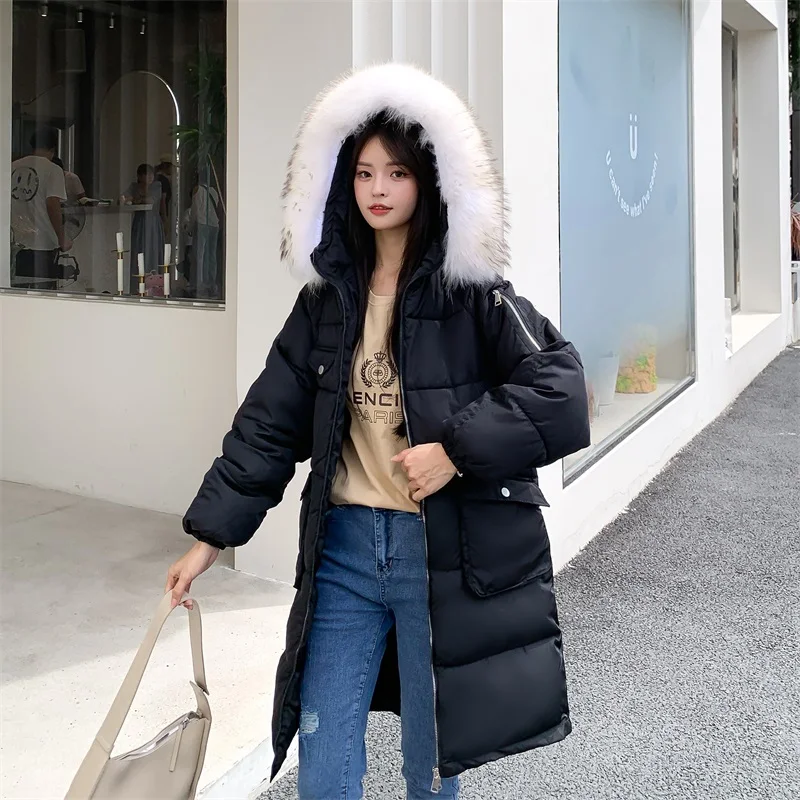 Korean Fashion Trends Puffer Jackets with Hood Fur Collar Womens Clothing Teenage Winter Warm Parkas Coat Windbreaker Streetwear