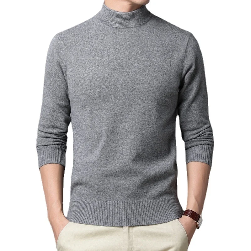 

Sweater Warm Men's alf Turtleneck Solid Color Pullover Fasion Tickenin Middle-aed Lon-sleeved Top pullover
