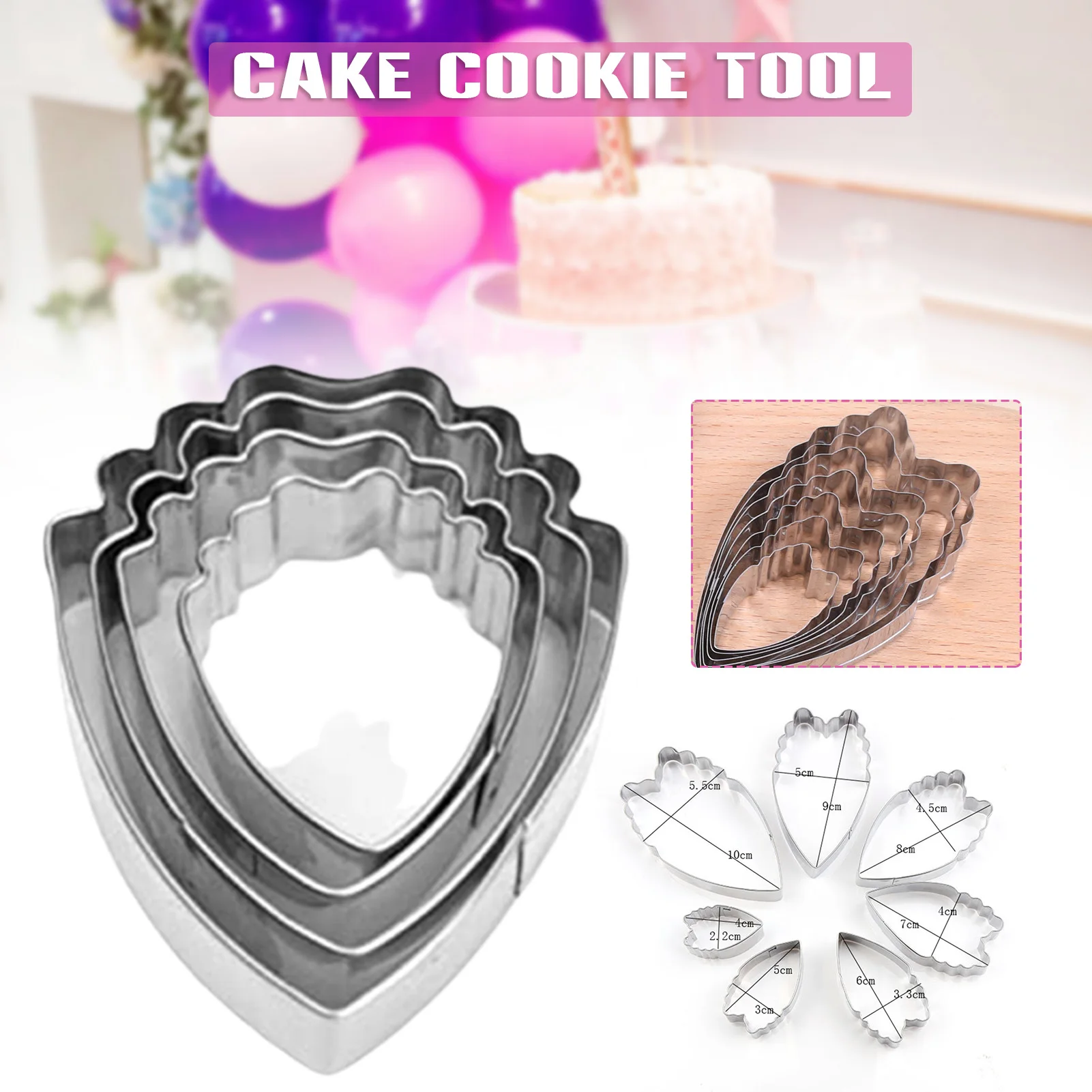 

Трафарет для печенья в форме цветка из нержавеющей стали, 7 шт.