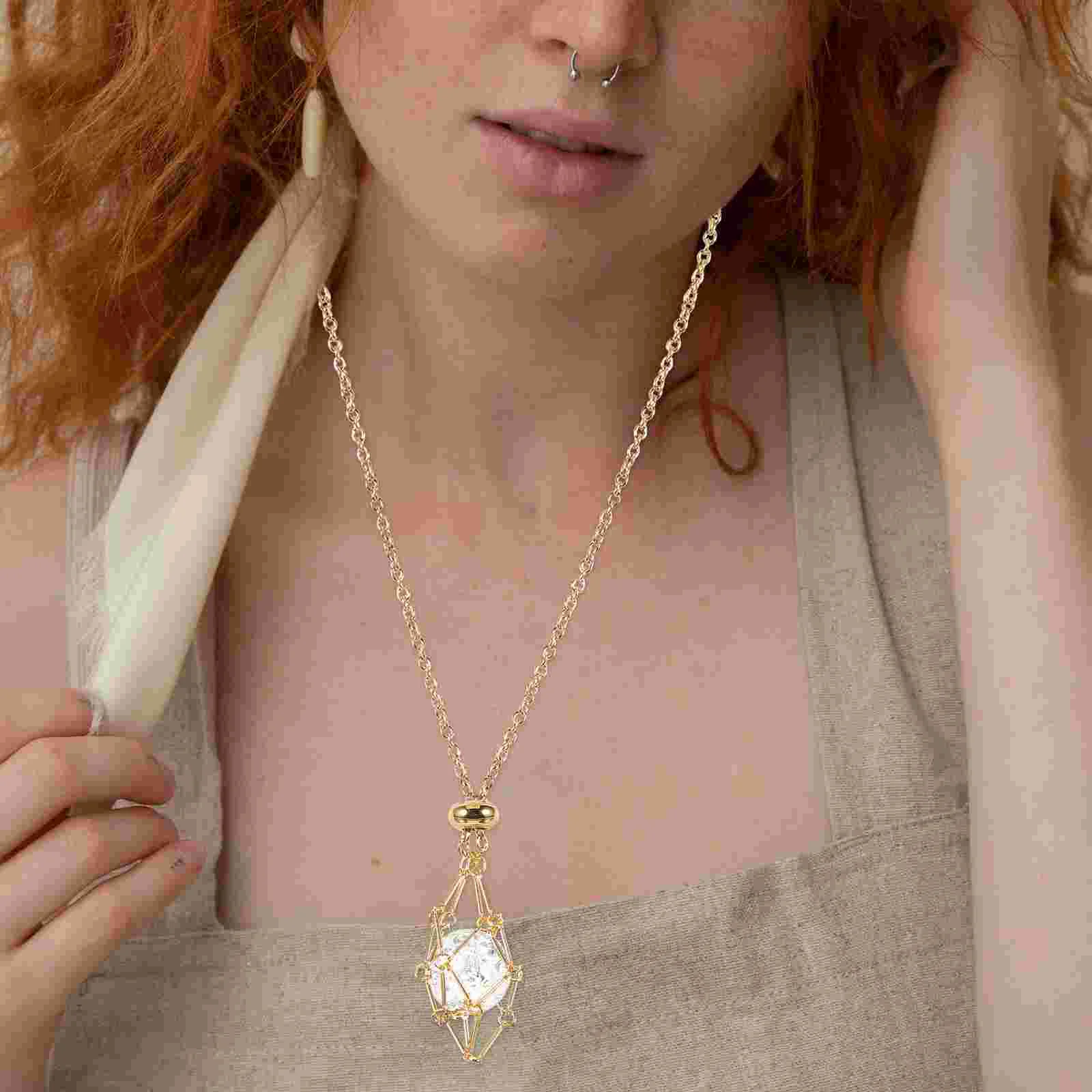 Сетчатая сумка из натурального кристалла с необработанным камнем металлическое