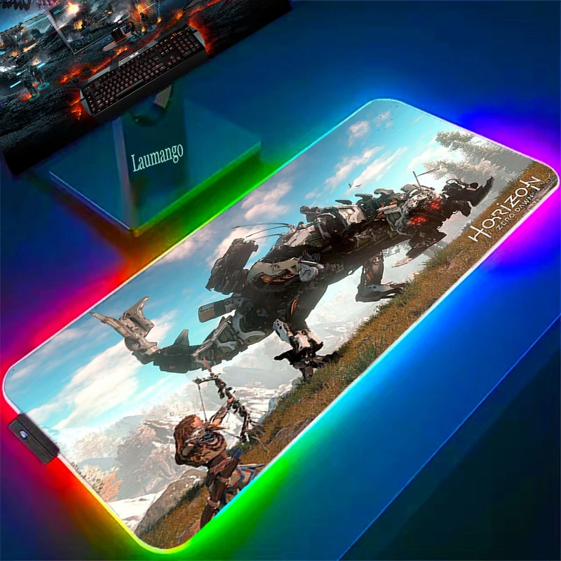 

Коврик для мыши Horizon Xxl, игровой коврик для мыши со светодиодсветодиодный подсветкой, настольный защитный коврик для клавиатуры, большая Рас...