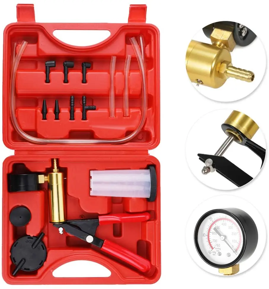 

Manual Vacuum Bleeding Brake Fluid Bleeder Tools Vacuum Pistol Pump Tester Kit Aluminum Pump Pressure Vacuum Gauge