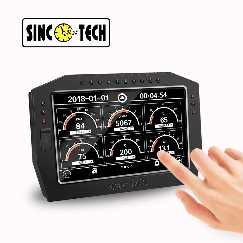 SINCO TECH 7'' LCD Universal Digital DashBoard Race Dash Auto Speedometer Tachometer Cluster Multifunction Gauge for car (DO909)