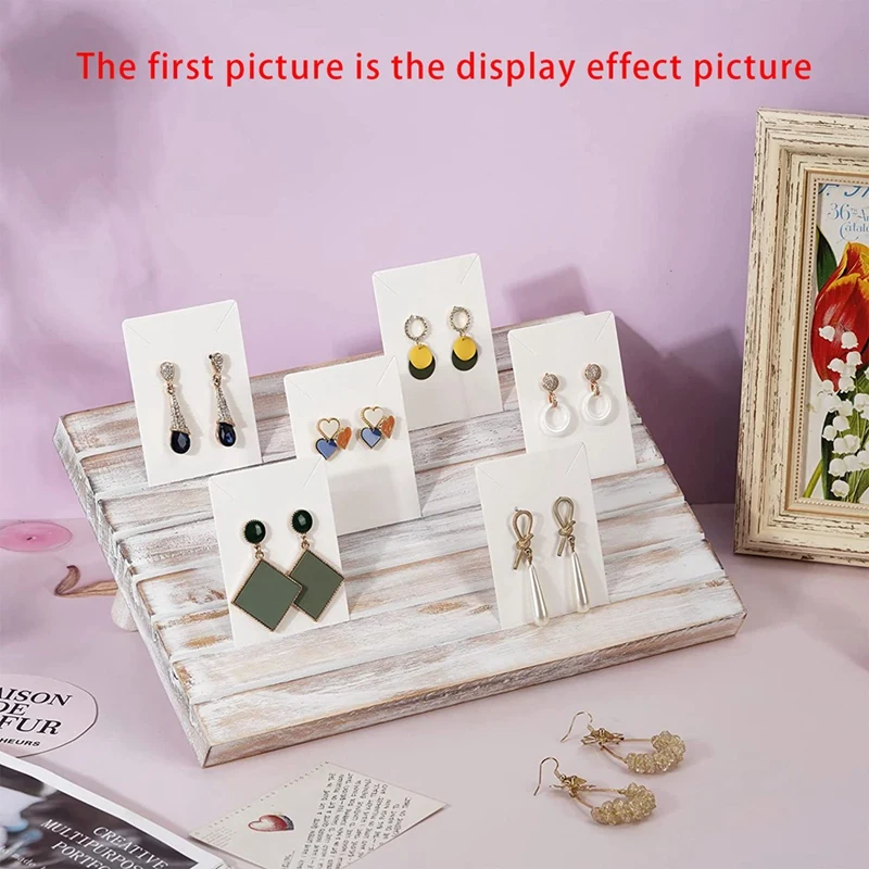 Wooden Earring Display Holder, Rustic Wood Jewelry Organizer,With 100Pcs Earring Cardboard For Selling Earring Jewelry