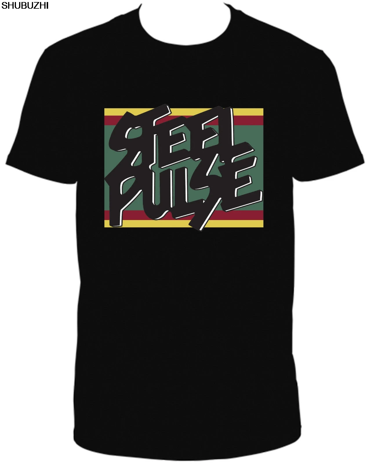 

STEEL PULSE BLACK SHORT SLEEVE CREW NECK COTTON TSHIRT men brand tee-shirt summer cotton man tshirt