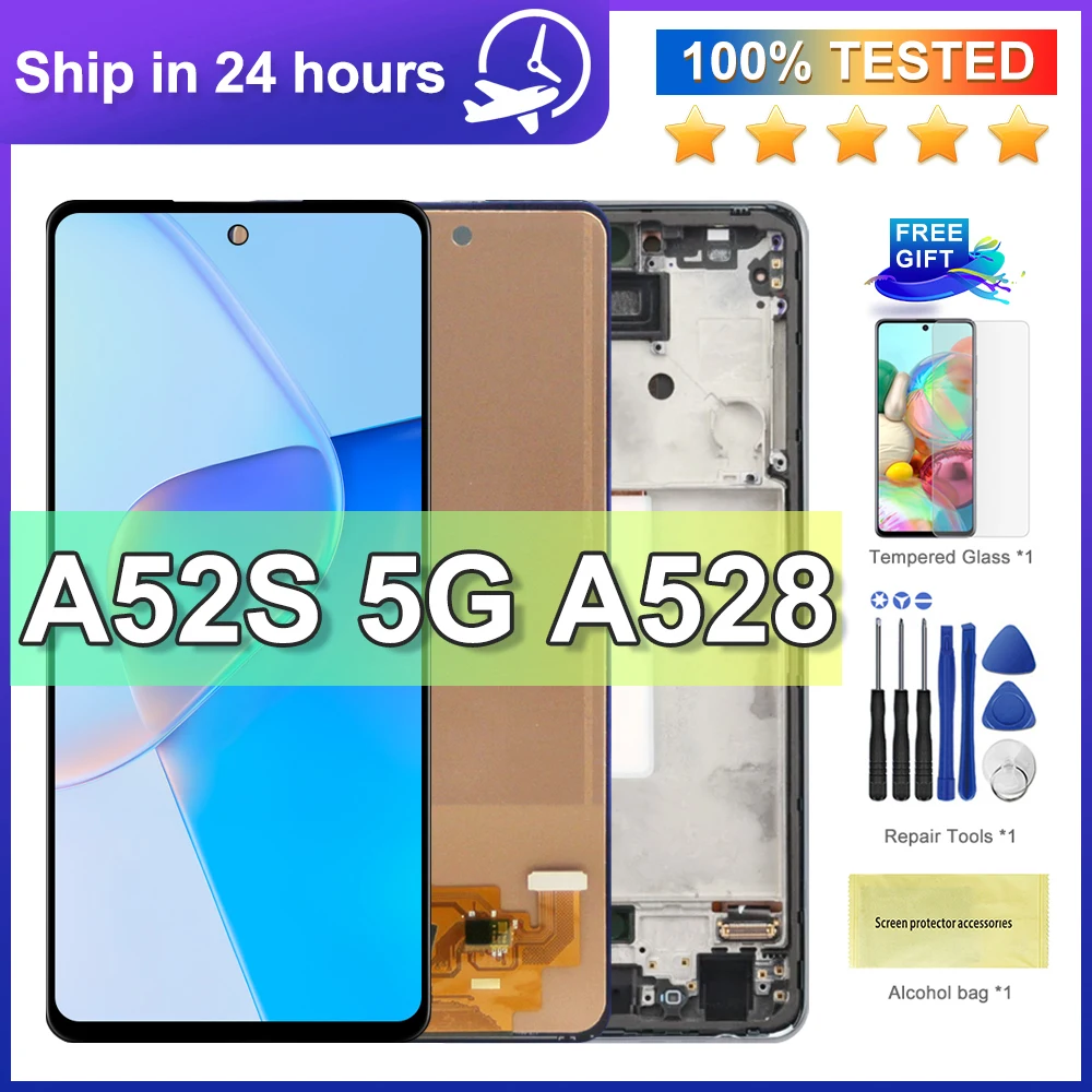 100% новый A52S дисплей 6,5 'для Samsung Galaxy A52s 5G A528 A528B A528M A528B/DS ЖК-дисплей сенсорный экран дигитайзер Запасные части