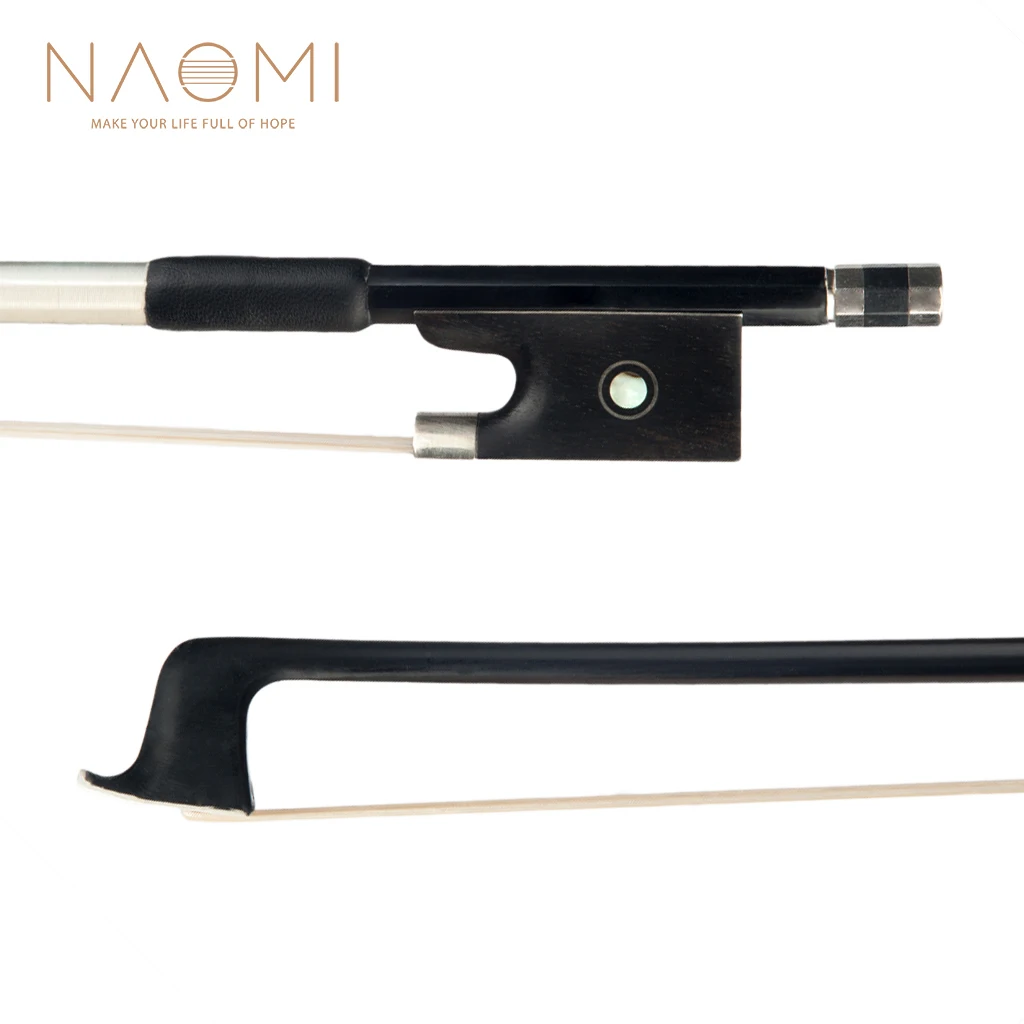 NAOMI Carbon Fiber Bow 1/8 1/4 1/2 3/4 4/4 Size Violin Fiddle Bow Round Stick Natural Horsehair Ebony Frog Perfect Performance