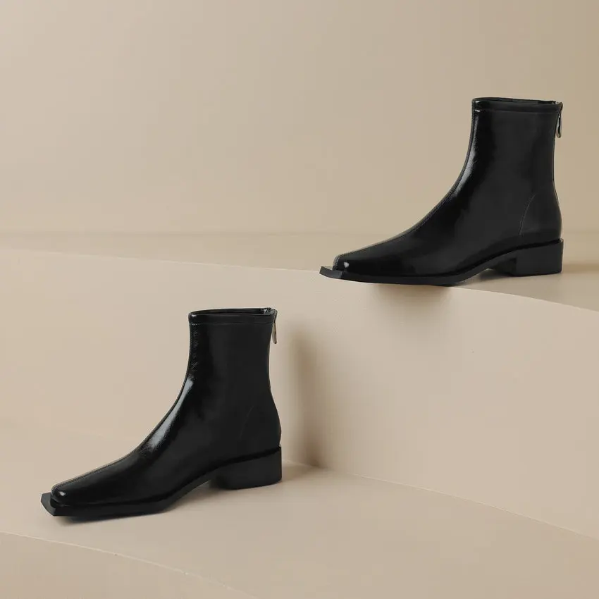 QUTAA/Коллекция 2024 года Женские ботильоны из натуральной кожи Обувь на толстом