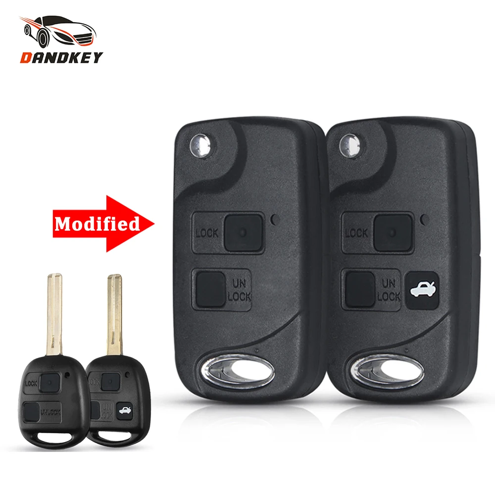 

Dandkey 2/3 Buttons Modified Flip Remote Key Shell Case for Lexus RX300 LS400 LS430 ES330 SC430 IS300 LX470 RX330 RX350 GS300