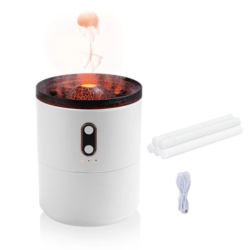

450Ml Volcanic Flame Aroma Oil Diffuser Jellyfish Smoke Ring Air Humidifier Desktop USB Small Air Atomizer