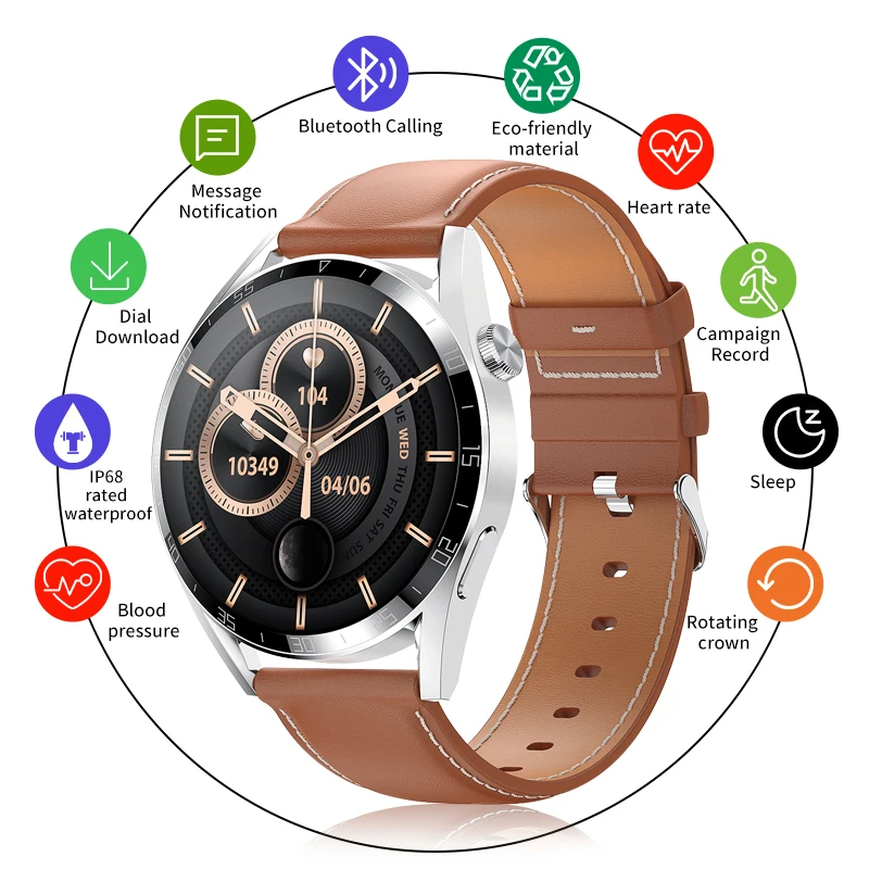 

2023 Retina HD 300mAH Smart Watch Wrist Bracelet Bluetooth GT3 Men Women Health Heart Rate Blood Preesure Smartwatch Pedometer