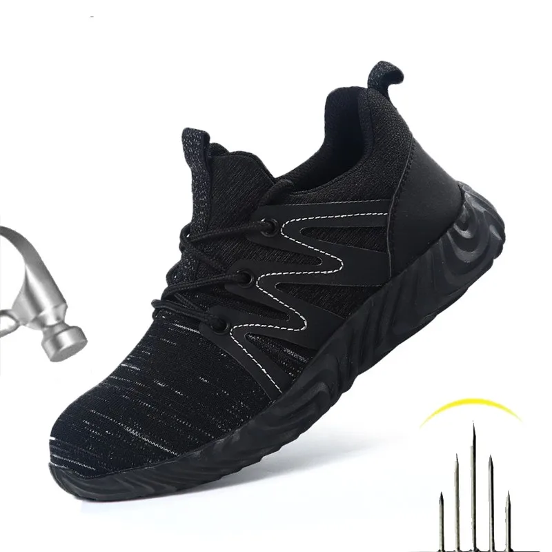 

CHNMR Summer Light Breathable Sneaker Work Shoes Men Anti-Smashing Steel Safety Shoes Toe Cap Puncture Proof Non Slip Sneakers