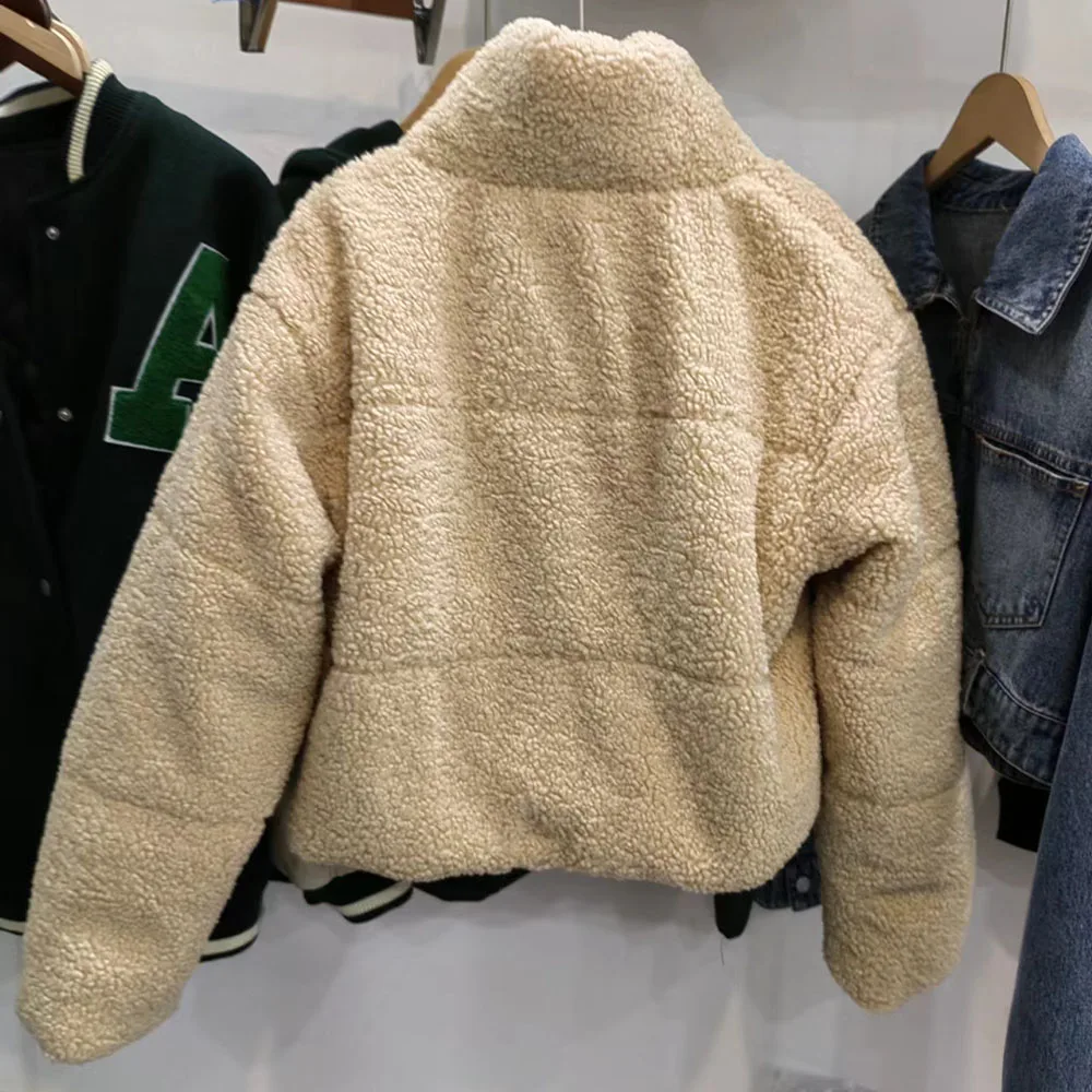 Fall and winter new fashion women's street versatile stand collar long sleeve fleece short cotton-padded jacket jacket