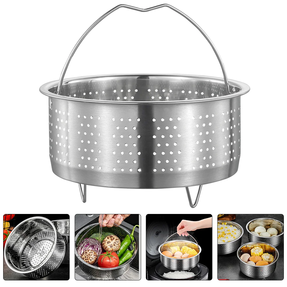 

Stainless Steel Rice Steamer Supply Vegetable Food Basket Insert Vegetables Stackable Pans Tray Meat Dim Sum