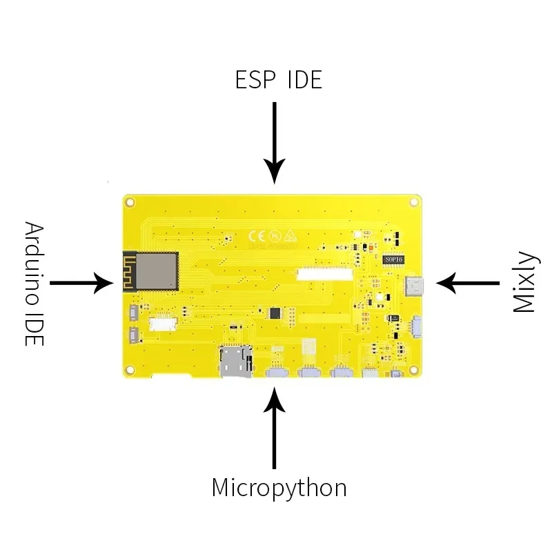 ESP32 5-дюймовый IPS смарт-экран для Arduino LVGL макетная плата HMI 8M PSRAM 16M Flash 800x480 RGB