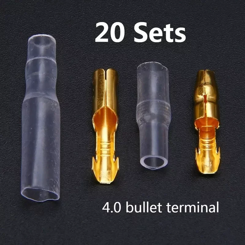 

20 Set 4.0mm Male Female Motorcycle Bullet Connector Socket Classic TerminalS For Cable Wire of 1.0 mm to 2.5 mm