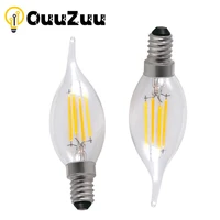ouuzuu e14 led filament bulb edison retro candle light 2w4w6w warmcold white e27 ac220 240v 360 degree c35 chandelier lamp