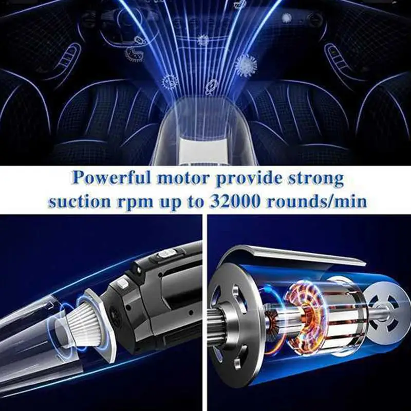 Автомобильный пылесос высокой мощности всасывание 4 в 1 портативный