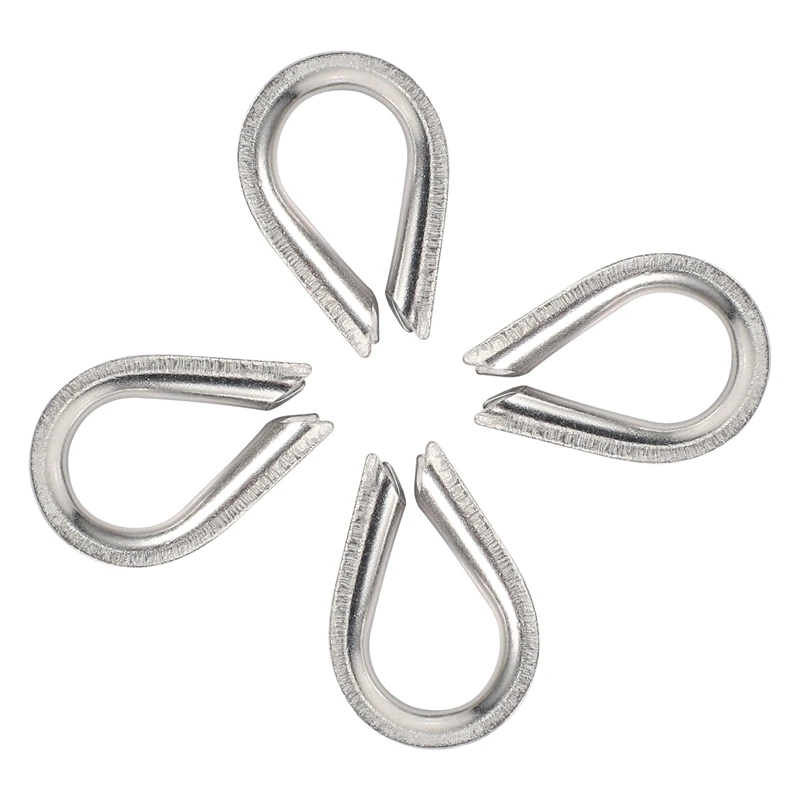 

4 X Stainless Steel - 3Mm Wire Rope Loop Rope Thimbles
