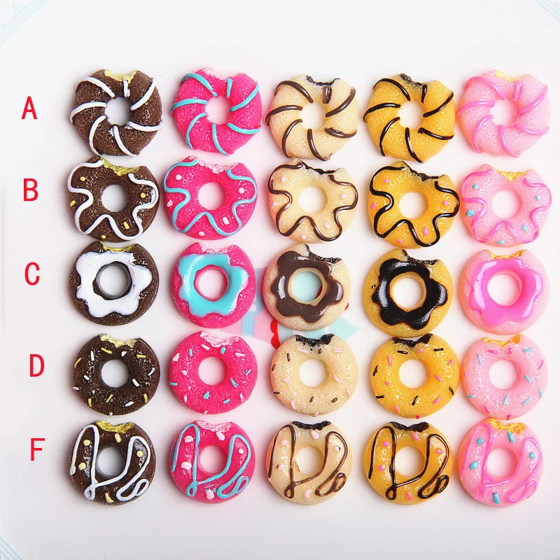 

10Pcs Cute Cream Donuts Resin Decoration Crafts Flat back Cabochon Simulation Fake Food DIY Handmade Phone Hair Accessories