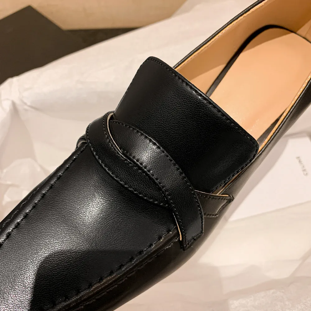 Женские туфли-лодочки из натуральной кожи на толстом высоком каблуке 7 см с