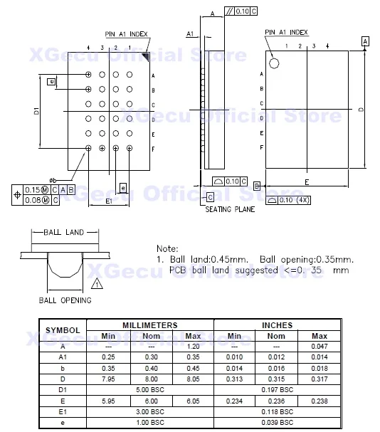 BGA24/TFBGA24 к разъему/адаптеру для чипов BGA SPI с шириной корпуса 8x6 мм таких как