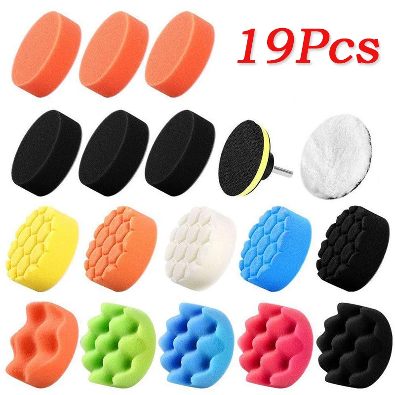 

3Inch Car Foam Drill PolishPad Kit Buffing Wax Sponge 19pcs/Set Auto Wheel Headlight Polisher Remove Scratche Clean Power Tool