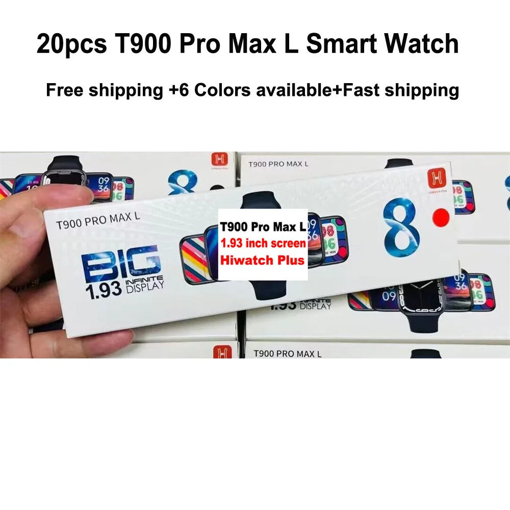 

Free Shipping 20PCS T900 Pro Max L Smartwatch Series 8 Smart Watch 1.93 Inch Touch Screen Bluetooth Call Message Game Wristwatch