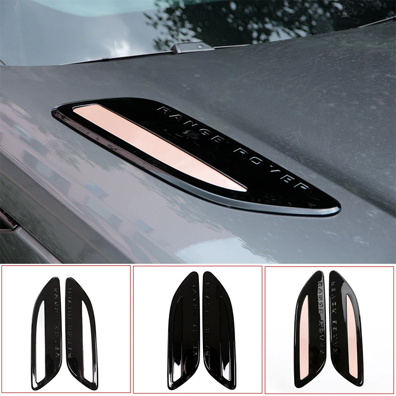 

2 Pcs ABS Silver Hood Air Vent Outlet Wing Trim Sticker For Land Rover Range Rover Velar 2017 2018 2019 Car Exterior Accessories