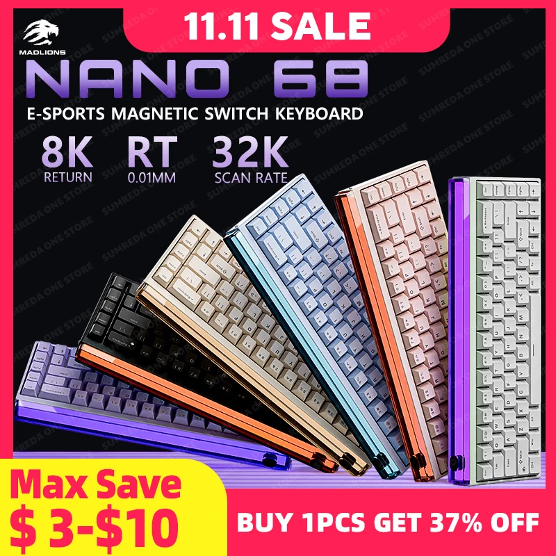 Madlions NANO68 PRO игровая проводная механическая клавиатура с магнитным
