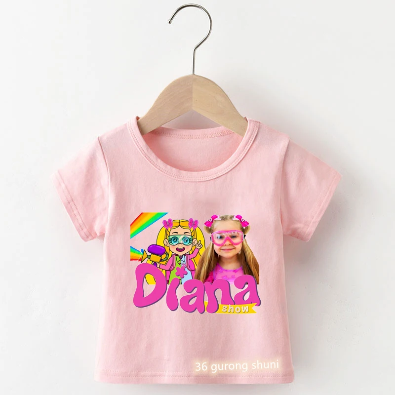 

Kawaii Diana Cartoon Print Girls T-shirts Harajuku Girls Clothes Short Sleeve Pink T-shirts Wholesale