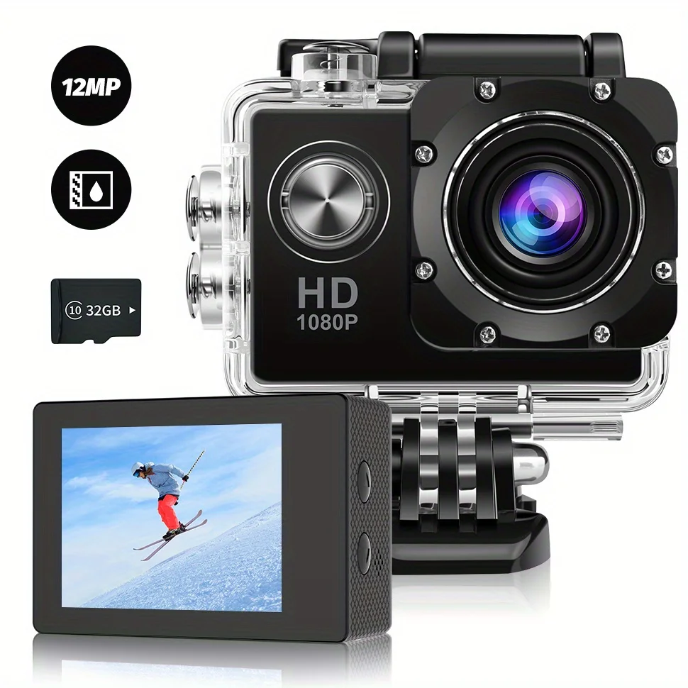 

HD Sports Camera 1080P HD 2-inch LCD Screen 12 Million Pixels Action Camera 1181.1 Inch