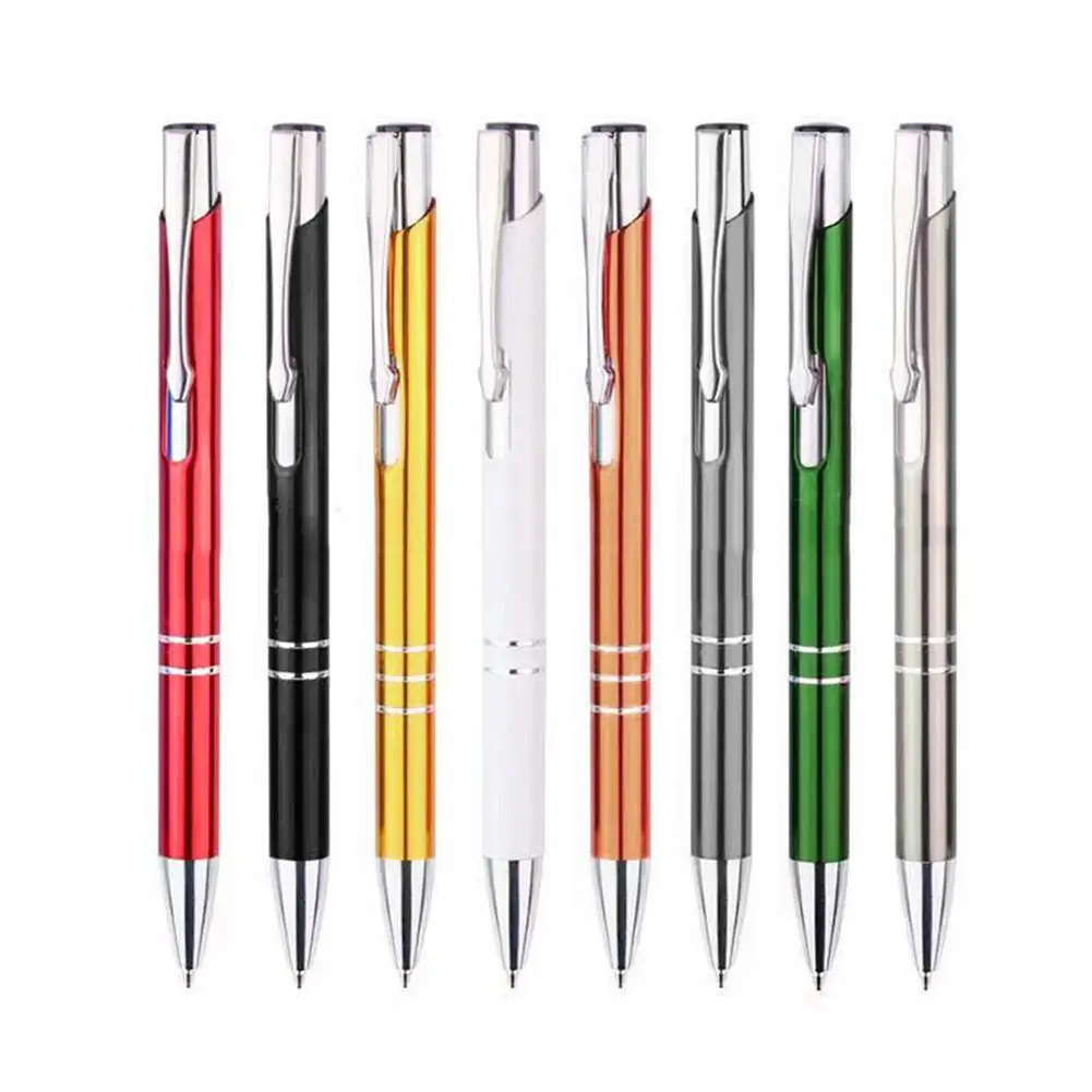 

1pc Metal Ballpoint Pen Press Rollerball 0.5mm Black Ink Pens For School Office Core Automatic Ball Pen