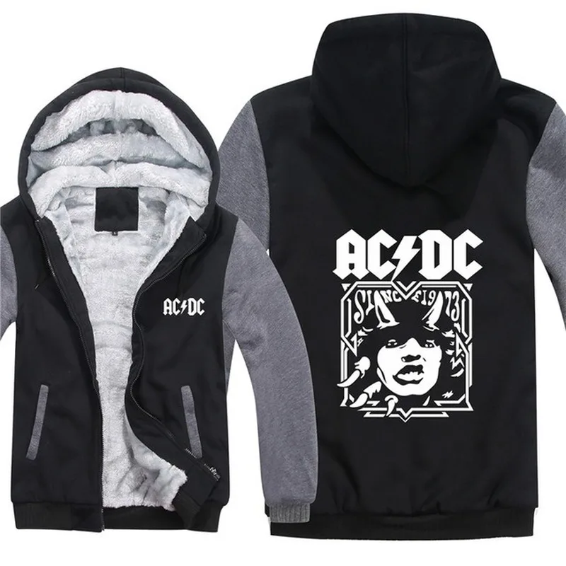

2022 NEW Rock Band AC DC Hoodies Men Pullover Wool Liner Jacket AC DC Sweatshirts Hoody Fashion Coat