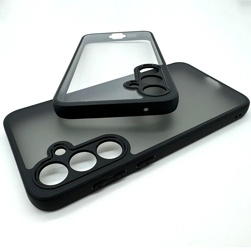 Чехол для Samsung Galaxy A55 с черными краями Прозрачный ударопрочный чехол из