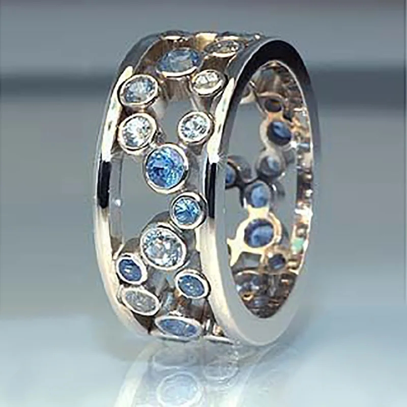 

New Trendy Silver Plated Hollow Out Engagement Rings For Women Shine Tiny CZ Stone Inlay Fashion Jewelry Wedding Party Gift Ring