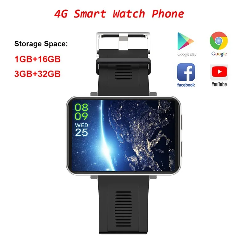 Мужские Смарт-часы 4G экран 2 86 дюйма 3 Гб + 32 ГБ камера 5 Мп Bluetooth GPS 480*640 аккумулятор