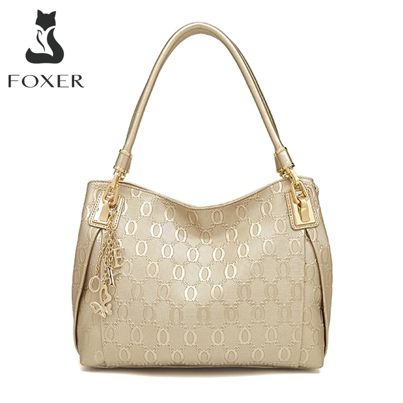 FOXER Luxury Lady Classic Split Leather Office Handbag Fashion Tote Fall Winter High Quality Shoulder Bag Mother Top Handle Bags