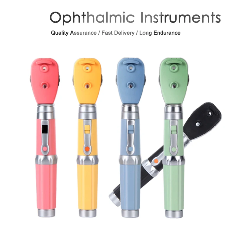 Многоцветный СВЕТОДИОДНЫЙ профессиональный медицинский офтальмоскоп, 5 различных отверстий, комплект для диагностики глаз, портативный прямой офтальмоскоп