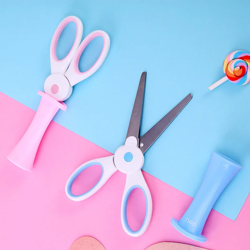 

Children's scissors student scratch resistant hand made Paper Cuttings cutting knife, cartoon round head, small size belt sleeve